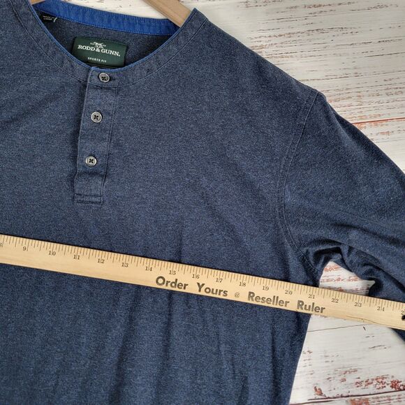 RODD & GUNN SPORT FIT MENS M Henley STYLE LONGSLEEVE SHIRT Casual Blue - Picture 4 of 9